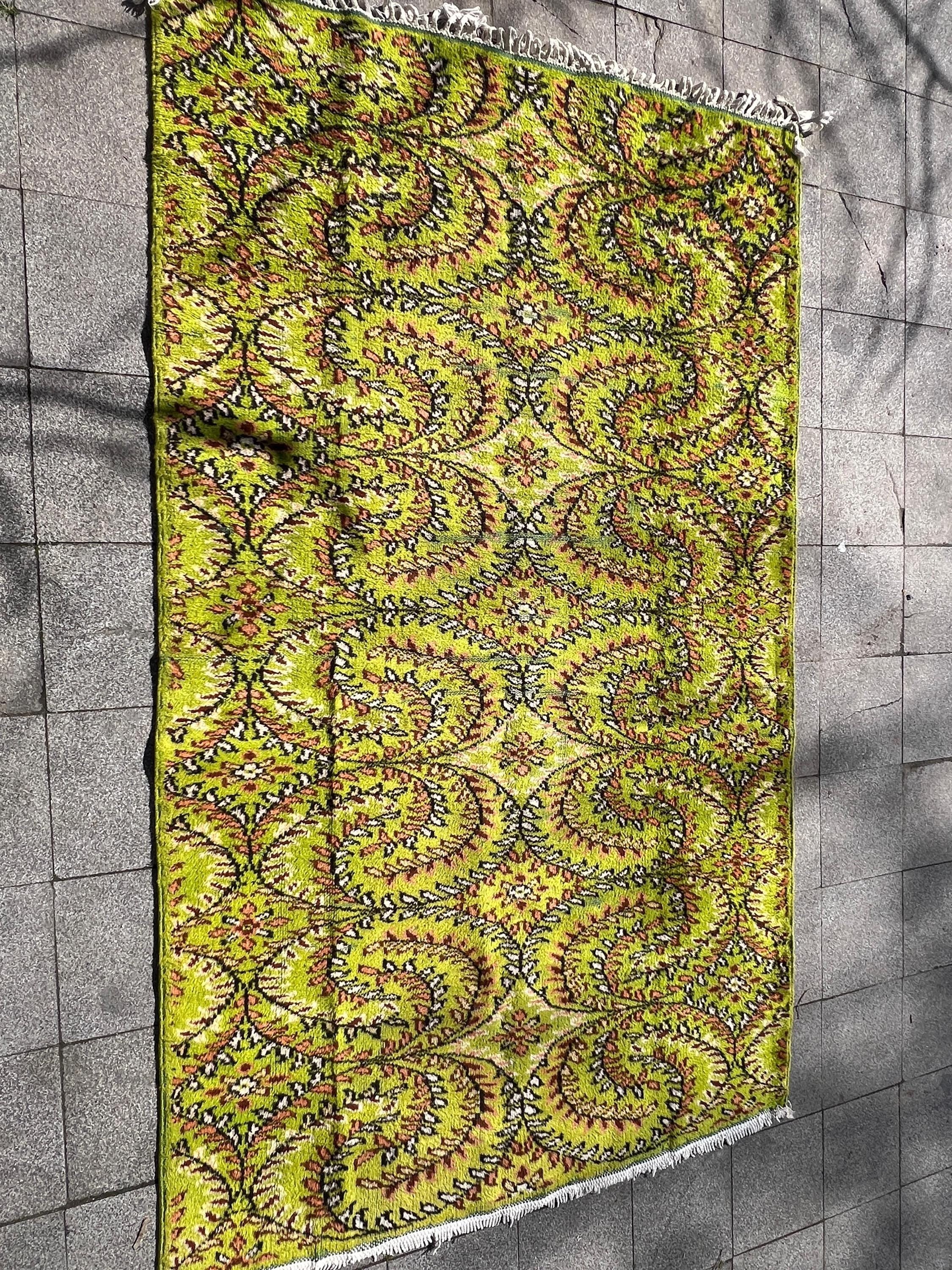 Turkish Vintage Rug, Handmade Wool Area Rug, 59x86 Inch, Boho Tribal Carpet, Rustic Home Decor, Anatolian Bohemian Rug