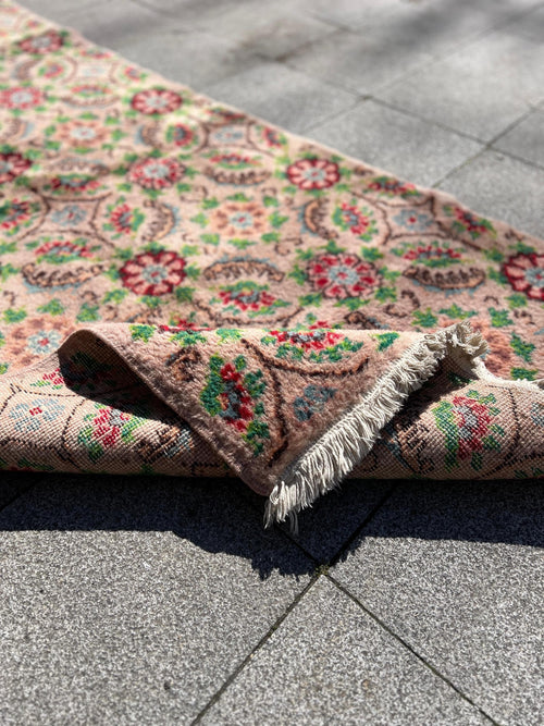 Handwoven Vintage Turkish Wool Rug 39x80 - Anatolian Floral Carpet - Traditional Oriental Area Rug for Home & Living Room Decor