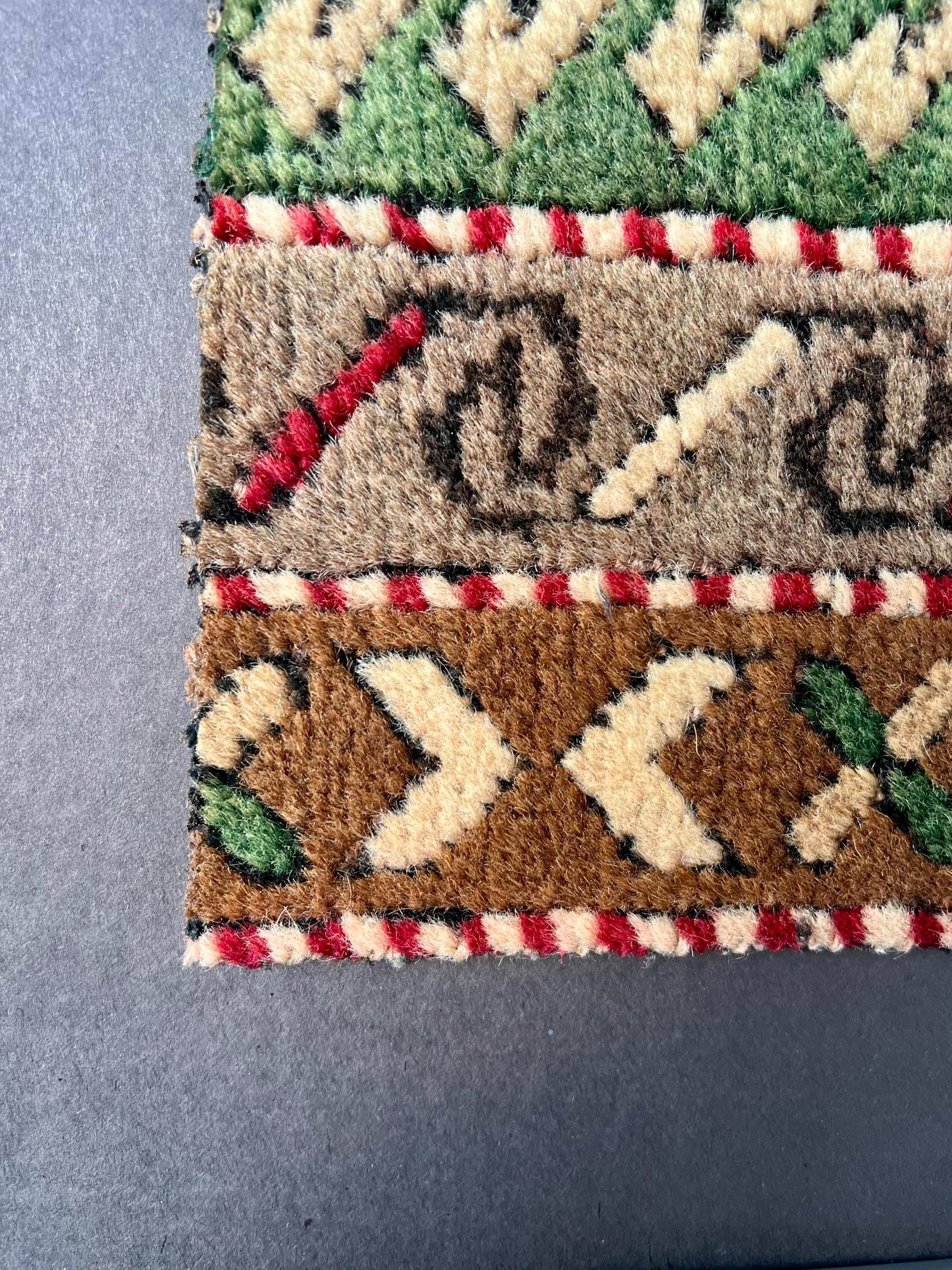 Framed Vintage Kayseri Rug Art, Handwoven Anatolian Wool Textile, 1940s Turkish Rug Wall Decor