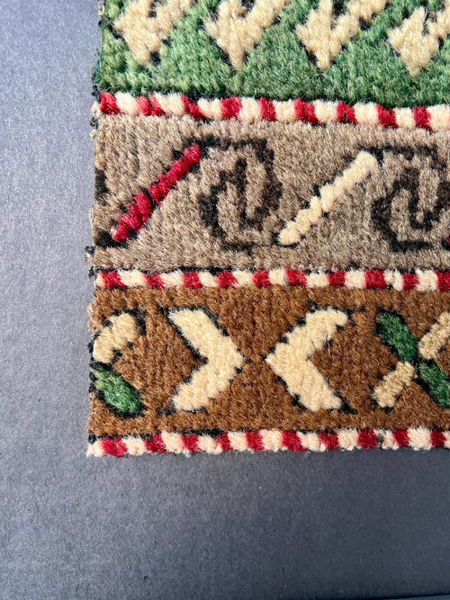 Framed Vintage Kayseri Rug Art, Handwoven Anatolian Wool Textile, 1940s Turkish Rug Wall Decor