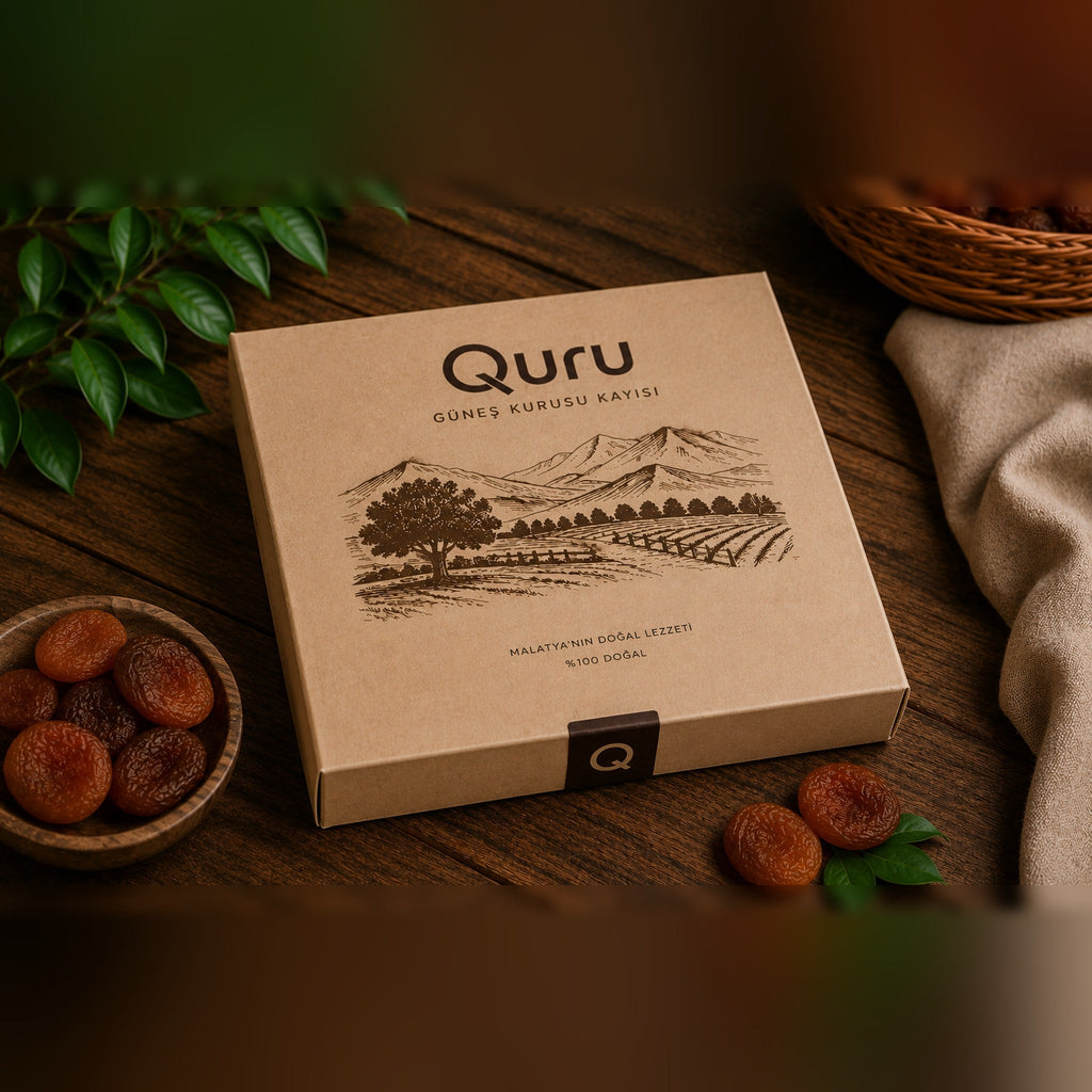 Quru Hediyelik Premium Güneş Kurusu Kayısı — kapalı kraft hediye kutusu