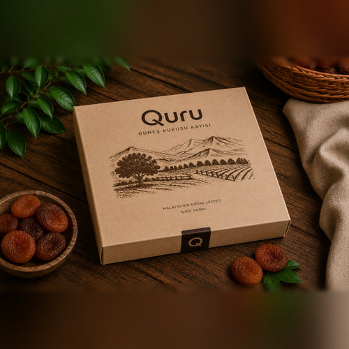 Quru Hediyelik Premium Güneş Kurusu Kayısı — kapalı kraft hediye kutusu